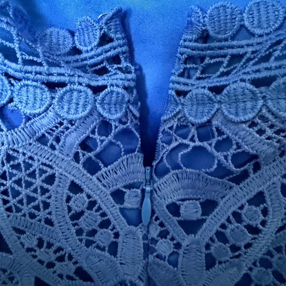 Laundry By Shelli Segal Cobalt Blue Lace Midi Dress - Picture 3 of 10